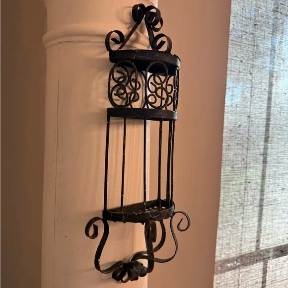 Vintage Rustic Chippy Black Metal Candle Holder - Picture 11 of 15